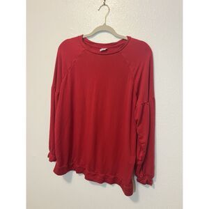 Time and Tru Maternity Red Rayon Crew Neck Long Sleeve Blouse M (8-10)
